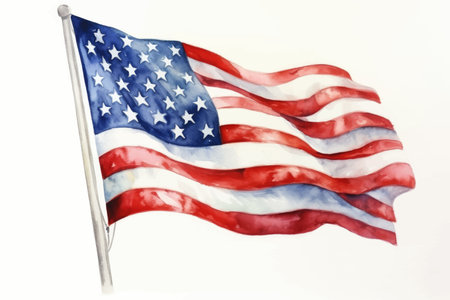 American flag on a white background. 3d render. Illustration.のイラスト素材