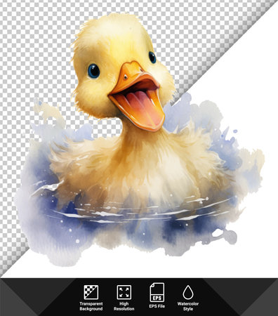 Cute duckling on watercolor background. Vector illustration. Eps 10のイラスト素材