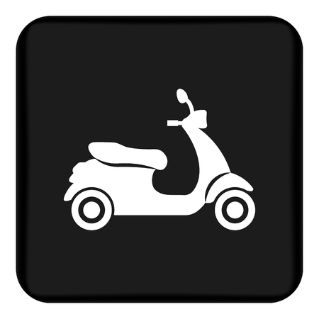 Vector, monochrome, flat icon scooter. Black button with the image of a scooterのイラスト素材