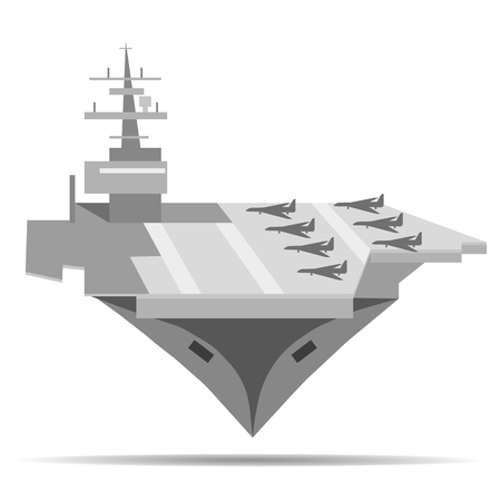 Vector plane image carrier. Isolated image of aircraft carrier shipのイラスト素材