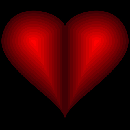 Vector image icons hearts. Red heart on a black background.のイラスト素材