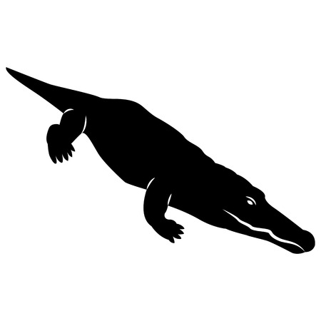 Vector image of a crocodile silhouette on a white backgroundのイラスト素材