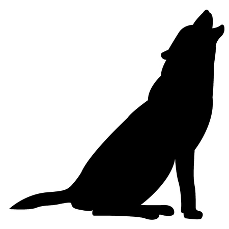 Vector image of silhouette of a wolf waving on a white backgroundのイラスト素材