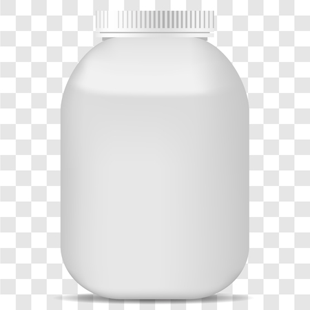 Vector image of a realistic plastic jar on a transparent background. 3d plastic potのイラスト素材