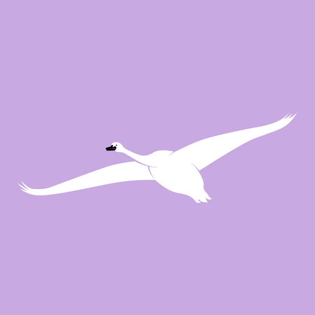 Vector image of a silhouette of a swan bird in flightのイラスト素材