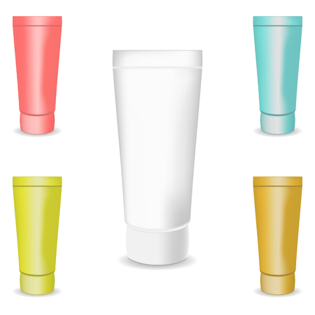 Vector image of a set of realistic plastic tubes for cosmetics and hygieneのイラスト素材