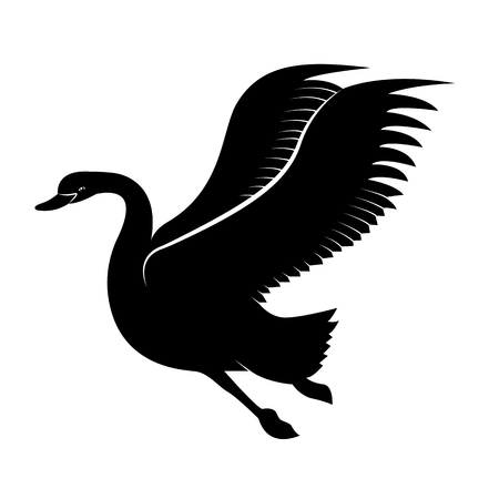 Vector image of a silhouette of a bird swanのイラスト素材