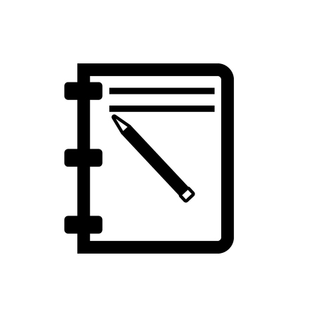 Vector image of isolated pencil notepad icon. Design a flat black pencil notepad iconのイラスト素材