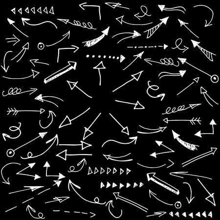 Hand draw pen arrow. Sketch design concept arrow. Set arrow isolated.のイラスト素材