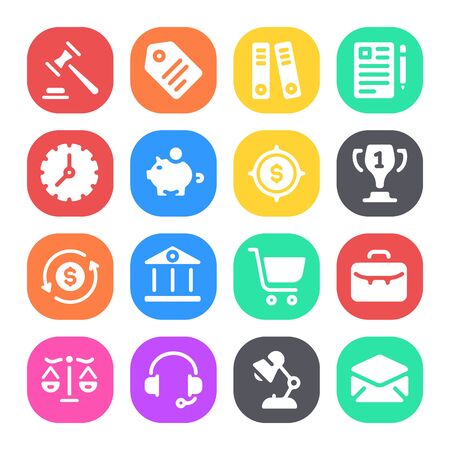 business and finance related flat circle iconsのイラスト素材