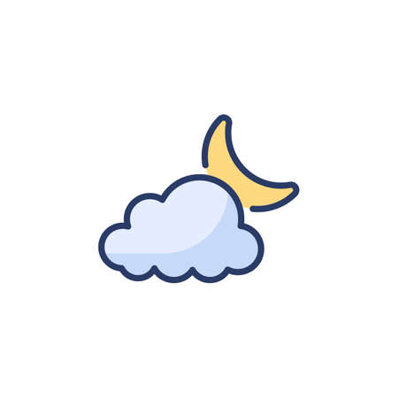 Partly Cloudy Night icon in vector. Logotypeのイラスト素材