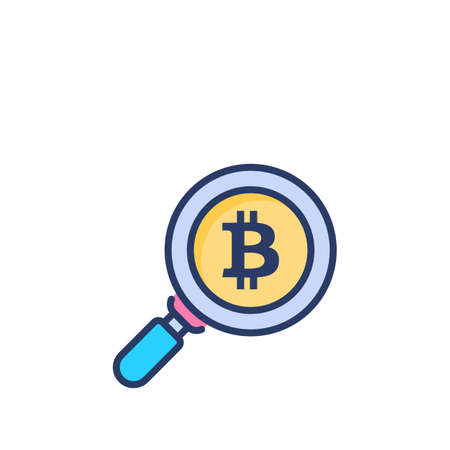 Bitcoin Search icon in vector. Logotypeのイラスト素材