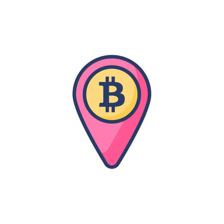 Bitcoin Pin icon in vector. Logotypeのイラスト素材