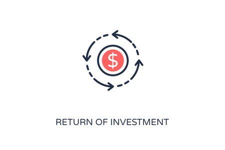 RETURN OF INVESTMENT icon in vector. Logotypeのイラスト素材