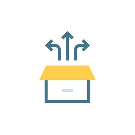 THINK OUT OF THE BOX icon in vector. Logotypeのイラスト素材