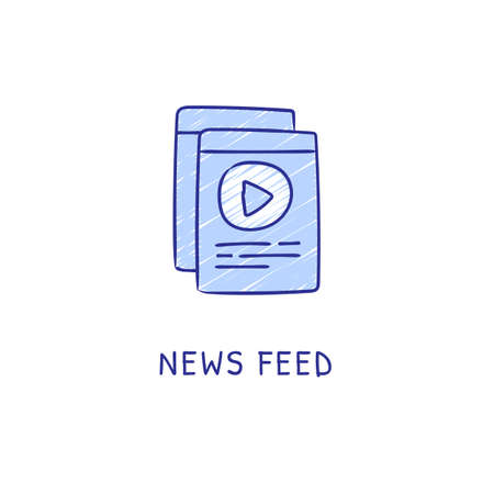 NEWS FEED icon in vector. Logotype - Doodleのイラスト素材
