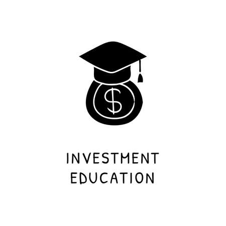 INVESTMENT EDUCATION icon in vector. Logotype - Doodleのイラスト素材