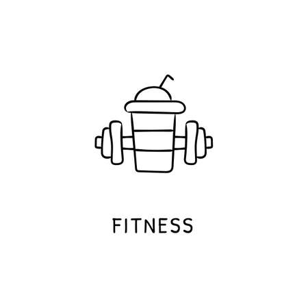 FITNESS icon in vector. Logotype - Doodleのイラスト素材