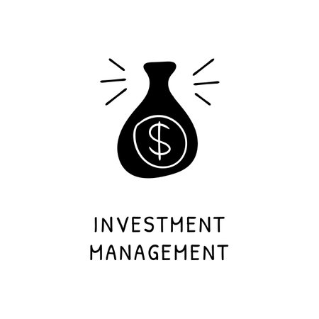 INVESTMENT MANAGEMENT icon in vector. Logotype - Doodleのイラスト素材