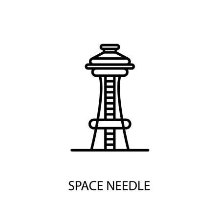 Space Needle, Seattle, Washington, U.S. Outline Illustration in vector. Logotypeのイラスト素材
