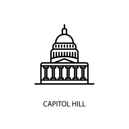 Capitol Hill, Washington, US, Outline Illustration in vector. Logotypeのイラスト素材