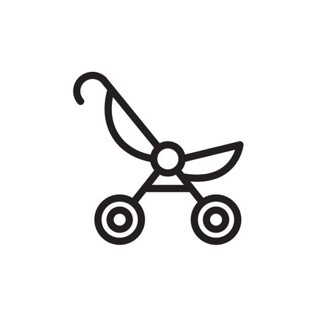 Stroller, pram, baby, icon in vector. Logotypeのイラスト素材