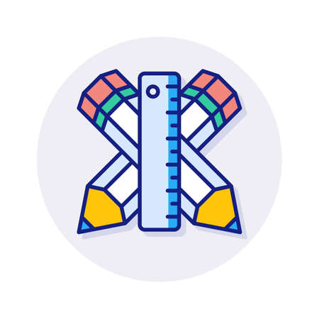 Pencil and Ruler icon in vector. Logotypeのイラスト素材