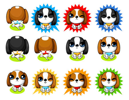Cute little dog setのイラスト素材