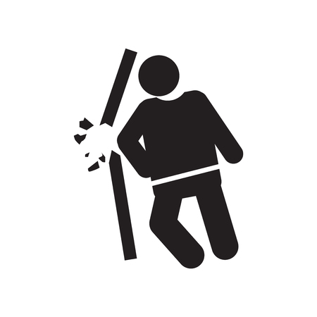 Man pushing a door with his body icon vector isolated on white background for your web and mobile app design, Man pushing a door with his body logo conceptのイラスト素材