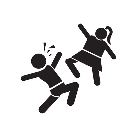 Girl Kicking a Boy in the face icon vector isolated on white background for your web and mobile app design, Girl Kicking a Boy in the face logo conceptのイラスト素材