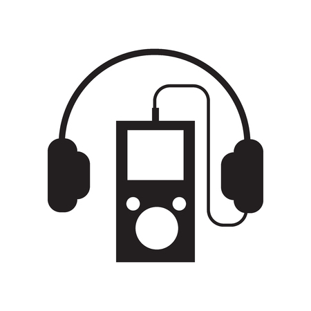 Mp3 player with headphones icon vector isolated on white background for your web and mobile app design, Mp3 player with headphones logo conceptのイラスト素材