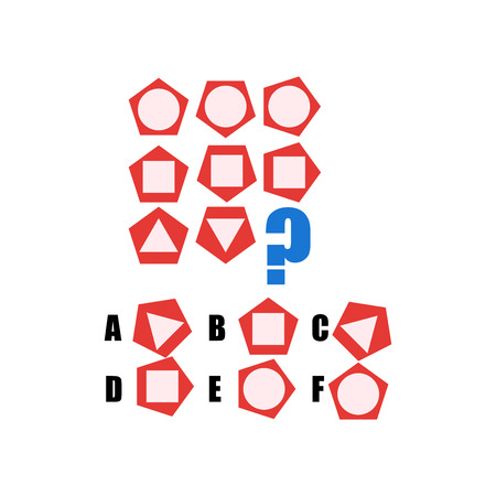 IQ test. Choose correct answer. Logical task, educational game for kids. development of logic, iq. Task game what comes next, Vector illustrationのイラスト素材