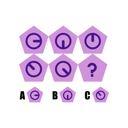 IQ test. Choose correct answer. Logical task, educational game for kids. development of logic, iq. Task game what comes next, Vector illustrationのイラスト素材