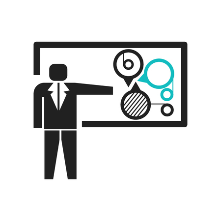 Person explaining data icon vector isolated on white background for your web and mobile app design, Person explaining data logo conceptのイラスト素材