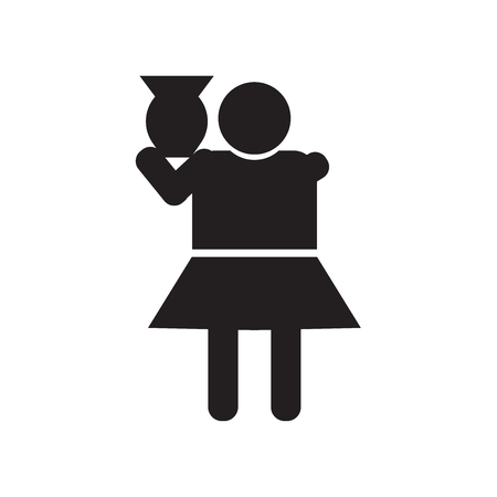 Woman carrying jar with her head icon vector isolated on white background for your web and mobile app design, Woman carrying jar with her head logo conceptのイラスト素材