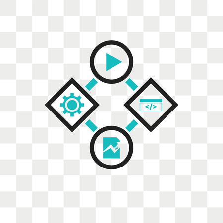 Data flow chart vector icon isolated on transparent background, Data flow chart logo conceptのイラスト素材