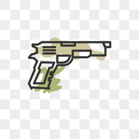 Gun vector icon isolated on transparent background, Gun logo conceptのイラスト素材