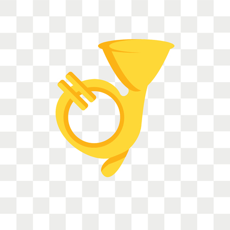 French horn vector icon isolated on transparent background, French horn logo conceptのイラスト素材