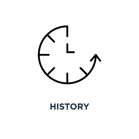 History icon. Linear simple element illustration. Clock with arrow concept outline symbol design, vector logo illustration. Can be used for web and mobile.のイラスト素材