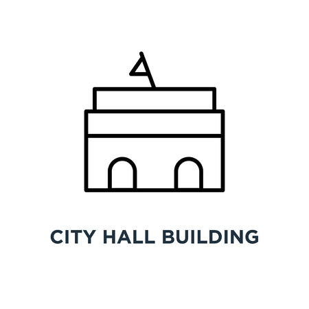 City hall building icon. Linear simple element illustration. Capitol concept outline symbol design, vector logo illustration. Can be used for web and mobile.のイラスト素材
