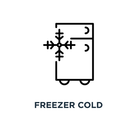 Freezer cold icon. Linear simple element illustration. Refrigerator and snowflake concept outline symbol design, vector logo illustration. Can be used for web and mobile.のイラスト素材