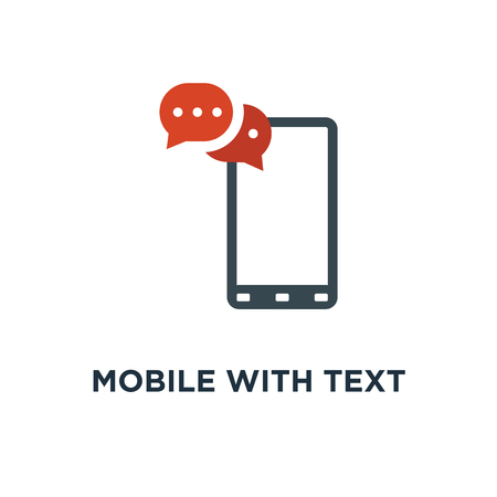 mobile with text message icon. sms, communication concept symbol design, vector illustrationのイラスト素材
