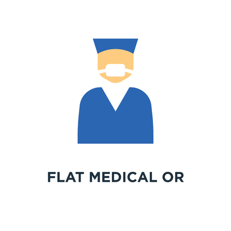 flat medical or with male doctor surgeon icon. flat medical or with male doctor surgeon concept symbol design, vector illustrationのイラスト素材