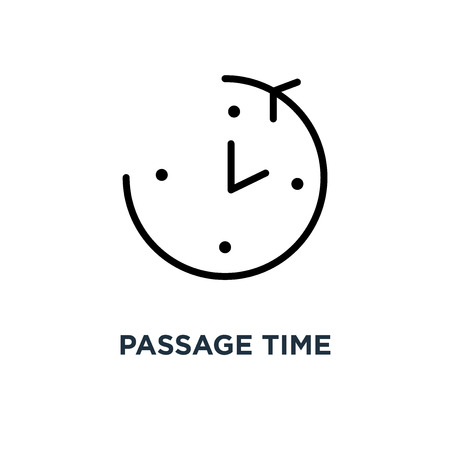 Passage time icon. Linear simple element illustration. Clockwise clock concept outline symbol design, vector logo illustration. Can be used for web and mobile.のイラスト素材