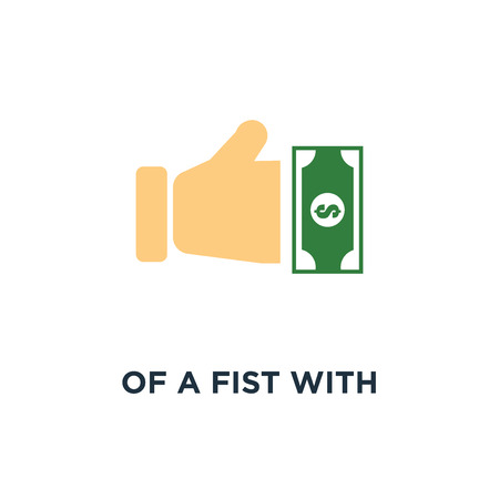 of a fist with money. hand holding banknotes icon. paying money concept symbol design, vector illustrationのイラスト素材