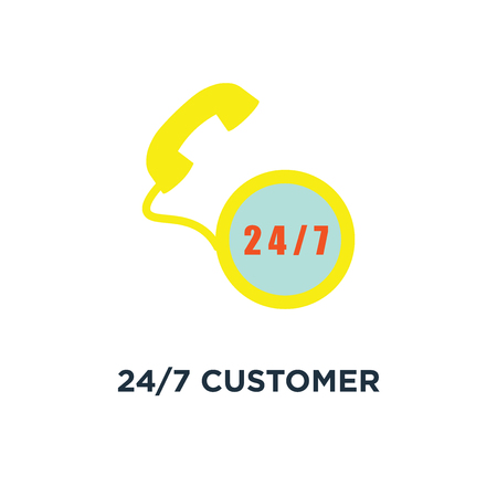 24/7 customer service icon. customer support concept symbol design, call center vector illustrationのイラスト素材