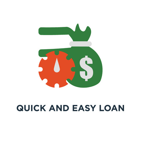 quick and easy loan icon. fast money providence concept symbol design, business and finance services, timely payment, financial solution vector illustrationのイラスト素材