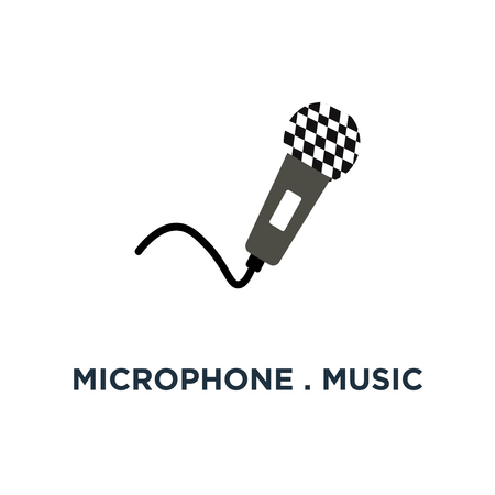 microphone . music icon. mic, voice record concept symbol design, vector illustrationのイラスト素材