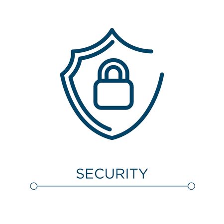 Security icon. Linear vector illustration. Outline security icon vector. Thin line symbol for use on web and mobile apps, logo, print media.のイラスト素材