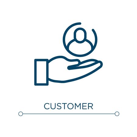 Customer icon. Linear vector illustration. Outline customer icon vector. Thin line symbol for use on web and mobile apps, logo, print media.のイラスト素材